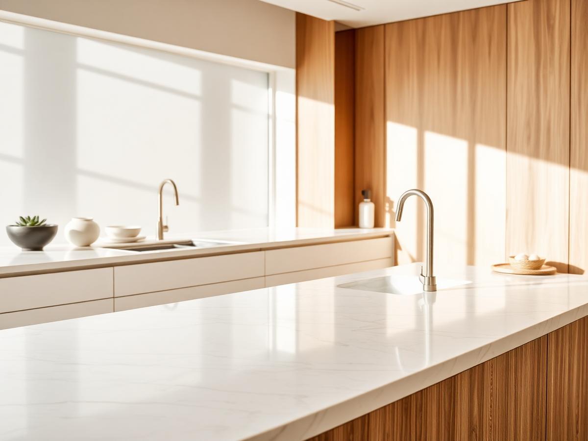 Spotless marble kitchen countertop